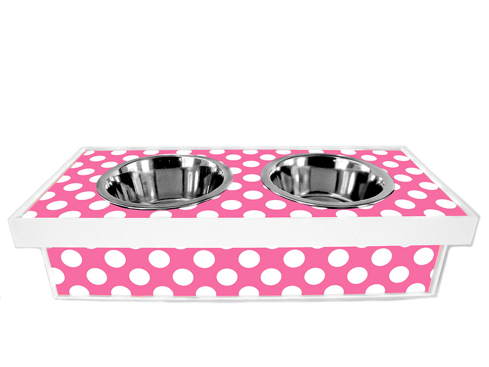 Pink and White Polka Dot Pet Dish